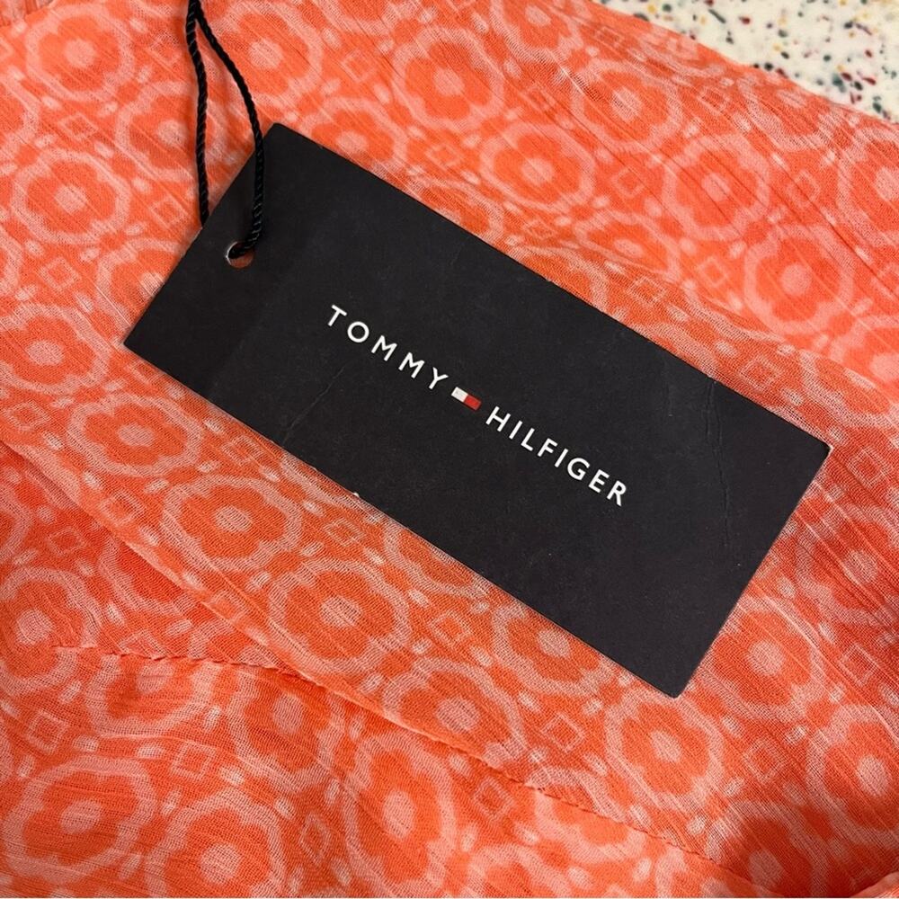 NWT Tommy Hilfiger Ruffle Sleeve Wrap Style Dress Coral Size 8 - Picture 10 of 14